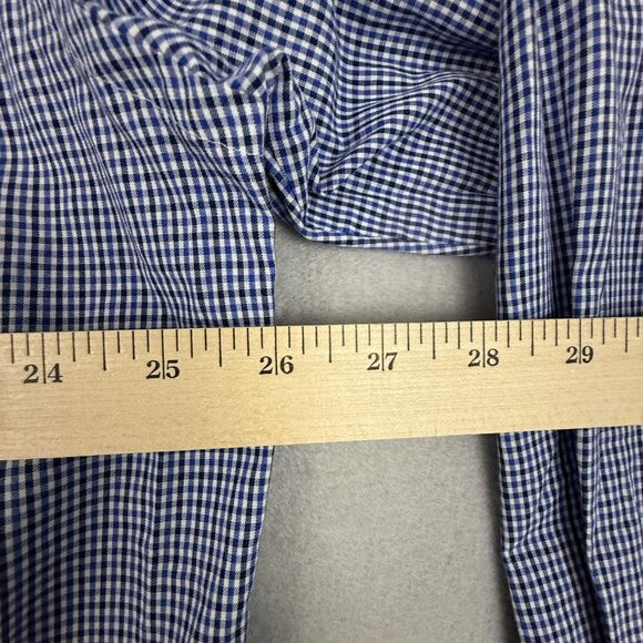 Van Heusen Shirt Mens XL 17-17.5 Blue Check Regular Fit Button Front Dress - Picture 8 of 9